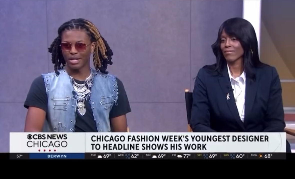 Load video: CBS Chicago News features Matthew Bell and his Mentor and Manager, Jacqueline Malone to discuss Chicago Fashion Week 2025.
